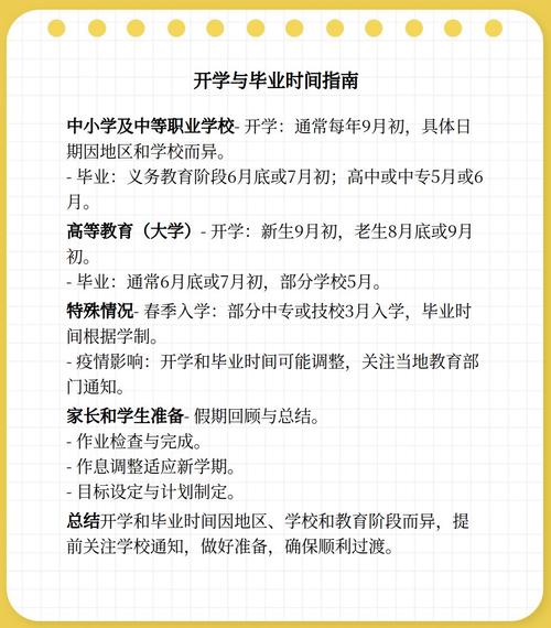 小学中学高中入学及毕业时间，一文全知晓