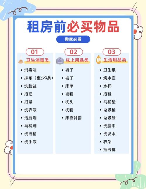 一家三口租房必买物品清单,家具桌椅床品衣柜一个不少